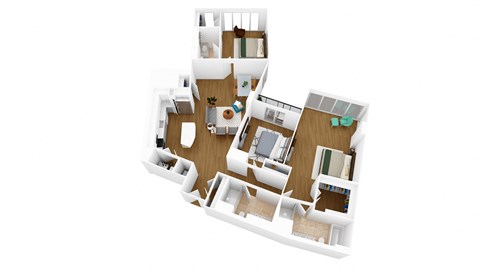 3d floor plan of a 2100 sq ft home